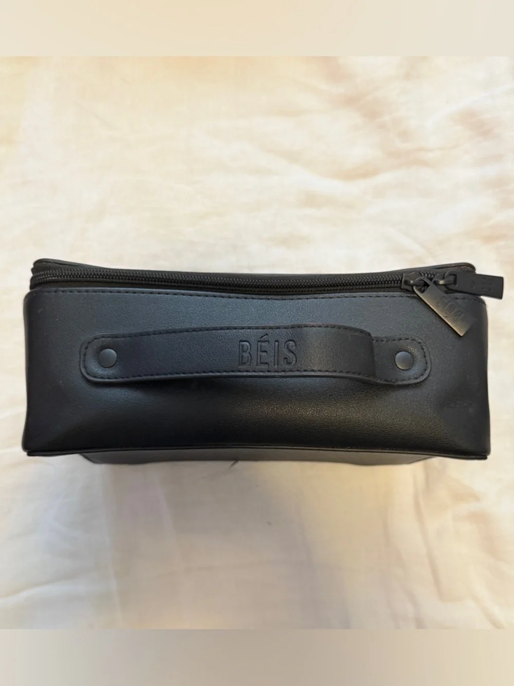 BEIS Black Structured Travel Cosmetic Case with Top Handle